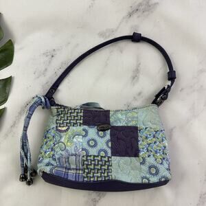 Donna Sharp Vintage y2k Quilted Mini Shoulder Bag Purse Purple Blue Patchwork